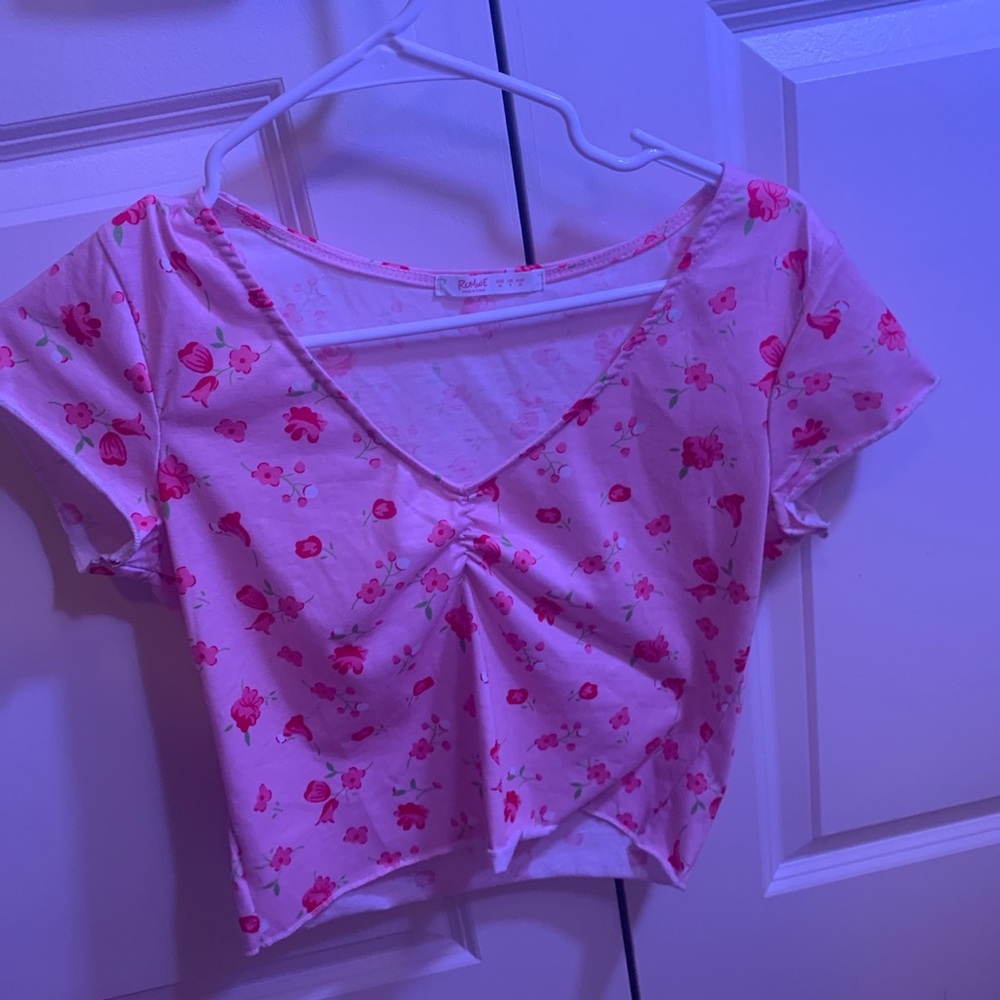 Pink flower crop top